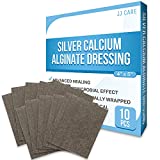 JJ CARE Silver Calcium Alginate Wound Dressing (Pack of 10) 4x5, Calcium Alginate Wound Dressing, Individually Packed Calcium Alginate, Highly Absorbent Silver Wound Dressing