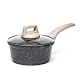 CAROTE 1.5 Qt Sauce Pan with Lid, Small Nonstick Cooking Pot with Cool Handle, Saucepan with Pour Spout- PFOA FREE
