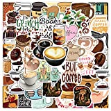 50 Pcs Coffee Stickers | Coffee Waterproof Vinyl Stickers for Water Bottles Book Laptop Bicycle Luggage Cup Mobile Phone Encouragement Decals