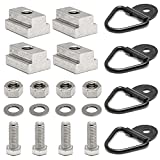 Bed Deck Rails Cleat T Slot Nuts Fits Screws with 3/8"-16 Thread 4PCS,Stainless 3/8-16 X 1 Hex Head Bolts 4PCS,Tie Down Anchors Rings Trailers Hook Cargo Bolt 4PCS for Toyota Tundra & Toyota Tacoma