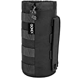 Gonex Tactical Military MOLLE Water Bottle Pouch, Drawstring Open Top & Mesh Bottom Travel Water Bottle Bag Tactical Hydration Carrier Black