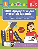 100+ Aprender a leer y escribir jugando. Practica con vocabulario español tarjetas ingles juego: Actividades para aprender los alfabeto montessori ... niños de 3 6 años (preescolar - primaria).