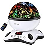 Moredig Baby Night Light Projector, Stars Night Light Projector for Kids with 12 Music, Remote and Timer 360 Rotating 8 Color Changing, Birthday Children's Day Gifts for Kids - Black