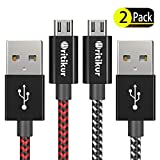 KOOWOD PS4 Controller Charger Charging Cable  2 Pack 10FT Nylon Braided Micro USB 2.0 High Speed Data Sync Cord for Playstation 4, PS4 Slim/Pro, Xbox One S/X Controller, Android Phones (2 Pack)