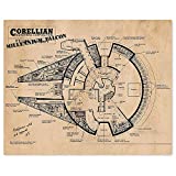 Vintage Star Vessel Patent Prints, 1 (11x14) Unframed Photos, Wall Art Decor Gifts Under 15 for Home Office Garage Game Shop Man Cave Student Teacher Comic-Con Sci Fi Wars Blockbuster Movies Falcon