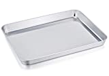 TeamFar Stainless Steel Compact Toaster Oven Pan Tray Ovenware Professional, 8''x10.5''x1'', Heavy Duty & Healthy, Deep Edge, Superior Mirror Finish, Dishwasher Safe