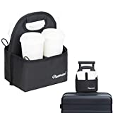 PACMAXI Drinks Carrier for Luggage, Drink Holder with Removable Dividers, Reusable Drink Carrier for Delivery, Traveling, Office, Picnic, Beach, BYOB Restaurant and Outdoor Activities (4 Cups, Black)