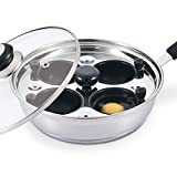 Egg Poacher - Eggssentials Poached Egg Maker, Stainless Steel Egg Poaching Pan, Poached Eggs Cooker Food Grade Safe PFOA Free with Spatula