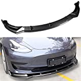 Fit 2017-2022 Tesla Model 3 Front Bumper Lip Chin Spoiler Splitter Protector Trim Car Body Kits (Gloss ABS Carbon Fiber)