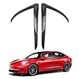 Tesla Model 3 Front Fog Light Trim Cover Fog Lamp Frame Blade Trim Eyebrow Spoiler Accessories for 2017 2018 2019 2020 2021 Model 3(Glossy Carbon Fiber)