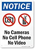 SmartSign - S-8871-Pl-14 "Notice - No Cameras, Cell Phone, Video" Sign | 10" x 14" Plastic Black/Blue/Red on White