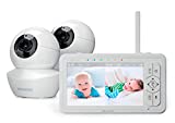 5" HD Split-Screen Baby Monitor, Babysense Video Baby Monitor with Camera and Audio, Two HD Cameras with Remote PTZ, Night Light, 960ft Range, Two-Way Audio, 4X Zoom, Night Vision, 4000mAh Battery