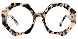 Zeelool Stylish Oversized Acetate Geometric Eyeglasses Frame for Women with Non-prescription Clear Lens Hugh ZOP01887-04 Light-Tortoise