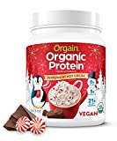 Peppermint Hot Cocoa Organic Protein Powder by Orgain - Seasonal Chocolate Holiday Flavor, Vegan, Plant Based, 21g of Protein, 2g of Fiber, No Dairy, Gluten, Soy or Added Sugar, Non-GMO, 1.02 Lb