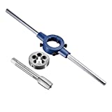 uxcell 1/2-28 UNEF Tap and Die Set with 38mm Round Die Stock Handle Wrench, High Speed Steel Machine Thread Tap and Round Die Threading Tool