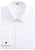 J.Ver Men's French Cuff Dress Shirts Regular Fit Long Sleeve Spead Collar Metal Cufflink White