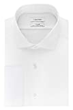 Calvin Klein Men's Dress Shirt Slim Fit Non Iron Stretch Solid French Cuff, White, 15.5" Neck 32"-33" Sleeve