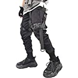 XYXIONGMAO Men's Joggers Streetwear Men Hip Hop Goth Pants Sweatpants Techwear Tactical Black Tactical Urban Joggers Pant (Black, XXL)