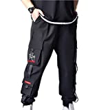 XYXIONGMAO Cargo Pants Joggers for Men Streetwear Hip Hop Pants Loose Sports Casual Trousers Youth Multi-Pocket Overalls (Black, XL)