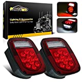 Partsam 2x Red/White 39 LED Stop Turn Tail Stud Lights Replacement for Jeep CJ YJ JK Truck Trailer Boat RV, Hardwired