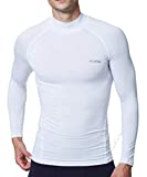 EXIO Japan Men's Mock Turtleneck Compression Shirt Cool&Dry Baselayer Top EX-T02 (X-Large, EXT02-WH)