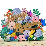 TRUANCE Pop Up Happy Birthday Card Flowers For Mom Daughter Dad Sister and Friend, Birthday Card for Wife Husband Birthday Card With Blank Note