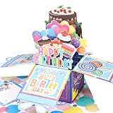 3D Pop Up Birthday Card Cake Greeting Card, Handmade Happy Birthday Pop Up Card, Happy Birthday Cards for Boy, Girl, Friend, Family, Teacher