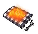 Electric Heated Car Blanket, Electric Car Blanket Heated 12 Volt Fleece Travel Throw for Car and RV Great for Cold Weather, Road Trips ( Black Plaid )