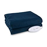 BuyRegisterRolls Biddeford Blankets Comfort Knit Fleece Heated Electric Throw Blanket, 62" x 50", (Blue)