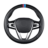 GOHI YANDA Car Carbon Fiber Steering Wheel Cover Sports Leather Non-Slip Universal 15 Inch Steering Wheel M Color Design