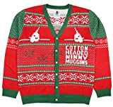 Bioworld ELF The Movie Men's Cotton Headed Ninny Muggins Button-Down Ugly Christmas Sweater (Large) Red