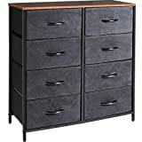 Kamiler Dresser with 8 Drawers,4-Tier Wide Chests of Drawers,Tall Storage Organizer Tower Unit for Bedroom,Living Room,Hallway,Closets - Sturdy Steel Frame,Wood Top, Easy Pull Fabric Bins(Black)