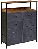 Kamiler 8 Drawers Dresser with Shelves, Tall Vertical Storage Organizer,Versatile Cabinet for Bedroom, Living Room, Hallway, Hotel,Sturdy Steel Frame, Wood Shelf, Removable Fabric Bins