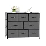 Fabric Storage Organizer Clothes Drawer Dresser, Dresser Storage Tower for Bedroom, Hallway, Entryway, Closets, Heavy Duty Steel Construction, Wood Top (Gray-8 Drawer)