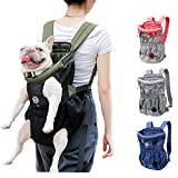 DuoLmi Pet Carrier Backpack, Adjustable Pet Front Cat Dog Carrier Backpack Travel Bag, Legs Out, Easy-Fit for Traveling Hiking Camping for Medium Dogs Cats Puppies (Below 22lb), ArmyGreen