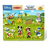 Melissa & Doug Disney Mickey Mouse Wooden Chunky Puzzle (8 pcs) - Disney Characters Wooden Puzzle, Mickey Mouse Puzzle For Toddlers And Kids Ages 2+