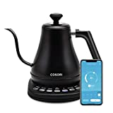 COSORI Electric Gooseneck Bluetooth with Variable Temperature Control Pour Over Coffee Kettle & Tea Kettle, 100% Stainless Steel Inner Lid & Bottom, Quick Heating, 0.8L, Smart Matte Black