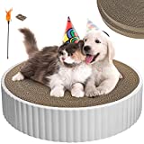 CATISM Cat Scratcher Cardboard 18.2" Oversized Cat Scratch Pad for Large Cat, Round Cat Scratchers for Indoor Cats with Premium Scratch Textures Design for Cat Scratching, Snuggle & Sleep