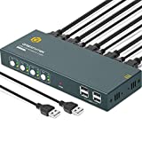 GREATHTEK KVM Switch HDMI 4 Port 4K@60Hz with USB 2.0,HDMI 2.0,HDCP2.2,YUV 4: 4: 4,All Needed Cables,Support Wireless Keyboard and Mouse