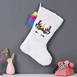 VH 1969 Unicorn Christmas Stockings Plus Faux Fur Snowy White Hanging Christmas Stockings for Christmas Fireplace Tree Decorations Holiday Party Gift Bag