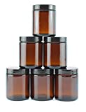 Cornucopia Brands 8oz / 9oz Amber Glass Jars (6-Pack); Straight Sided Cosmetic Jars, Great for Body Butter, Creams, Stash Jars, Etc.