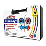 InterDynamics Certified AC Pro Car Air Conditioner R1234YF Refrigerant Gauge and Hose, Reusable AC Recharge Kit, 72 in, CERTYF102-4