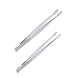 Baluue 2PCS Stamp Tongs Stainless Steel Stamp Tweezers Philately Tweezers for Friends Home Stamps Collection