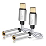 GLUBEE USB C to 3.5MM Headphone Jack Adapter, USB C to Audio Jack Adapter Braided Nylon Cable DAC Adapter Compatible with Most USB-C Smart Phones, 2 Pack