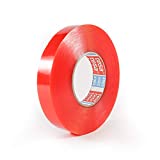 Tesa 4965 Double-sided Scrapbook Tape, 36 yard Length, 1" Width, 8 mil Thick, Clear Red (Pack of 1)