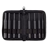 BOOSTEADY 8 Pieces Gunsmith Grip Pin Punch Tool Set in Zippered Organizer Carry Case for Woodwork Machinery Repairs and Crafts