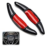 iJDMTOY High Gloss Black Genuine Carbon Fiber Steering Wheel Larger Paddle Shifter Extension Covers Compatible With Compatible With 2018-up Toyota Camry (XV70)