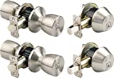 Brinks 2798-119 Bell Style Keyed Entry Knob and Single Cylinder Deabolt Set, Keyed Alike, Satin Nickel, 2-Pack