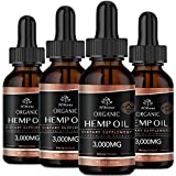 (3,000) Organic Hemp Oil for Pain Relief and Inflammation - Extra Strength Extract - Cbdmd CBS Cbdfx CDB Oil Drops Tincture - Anxiety Stress Sleep Aid Relaxation Vaginal Dryness - Zero Cbd (4 Pack)