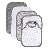 Burt's Bees Baby - Bibs, 4-Pack Lap-Shoulder Drool Cloths, 100% Organic Cotton with Absorbent Terry Towel Backing (Heather Grey)